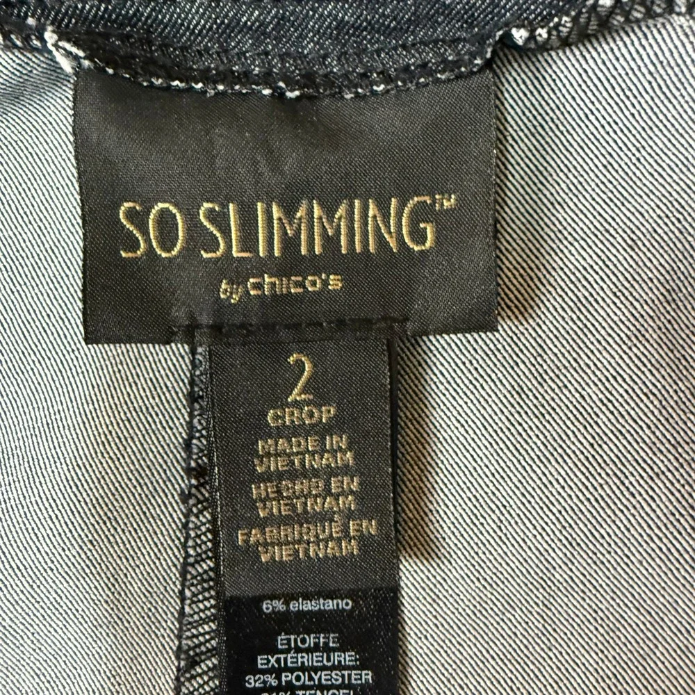 Chicos So Slimming Crop Pants 2 Womens 12 Gray Stretch Pull On Tummy Control